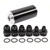 High Flow Inline Fuel Filter 30 Micron Cleanable AN6 AN8 AN10 Adapter Universal